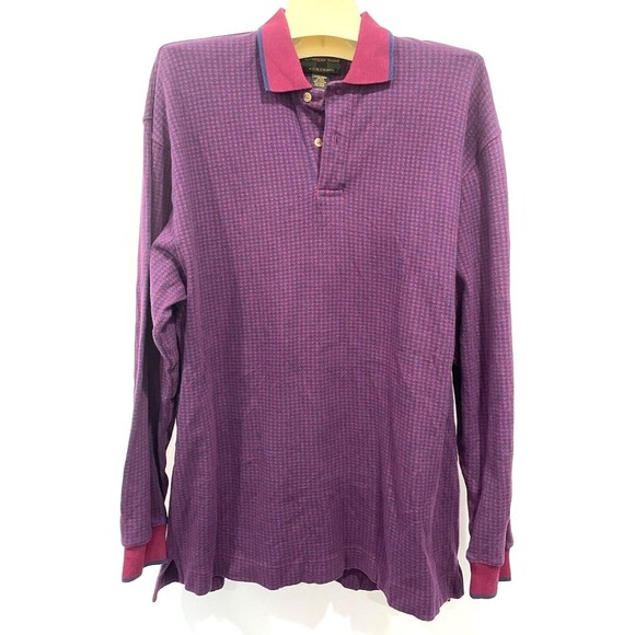 Vtg 80s‎ 90s ALEXANDER JULIAN COLOURS Men L Tight Knit Rugby Shirt Large Purple - Picture 1 of 4